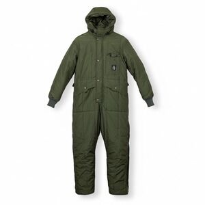 RefrigiWear Men Insulated Coveralls Large Green Hooded Quilted Workwear Gorpcore